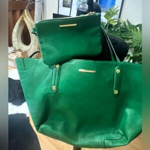 Steve Madden Green Tote Bag with Gold Accents